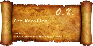 Ohr Karolina névjegykártya
